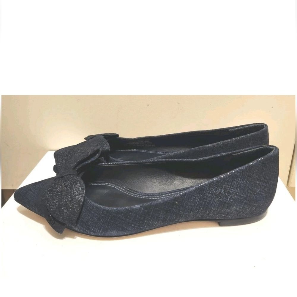 Tory Burch "Rosalind" Navy Suede Bow Pointed Toe Flats Size 5 Ret.$256